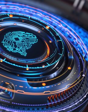 Artificial intelligence concept. Artificial Intelligence Computer Processor Unit. 3D illustration